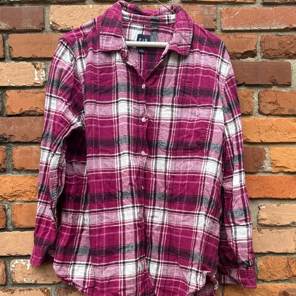 GAP pink Plaid Shirt